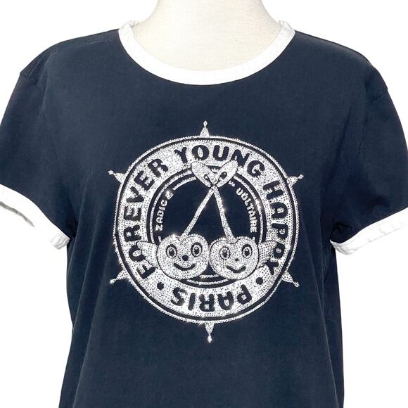 Zadig & Voltaire Walk Diamante Insignia T Shirt SZ L - Picture 4 of 9